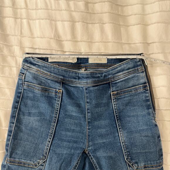 Anthropologie Pilcro High Rise Cropped Bootcut Jeans Women's 25 Patchwork - Picture 12 of 16